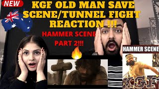 KGF OLD MAN FIGHT/SAVE Scene Reaction by an AUSTRALIAN Couple | KGF Tunnel Scene Reaction | EPIC!! |