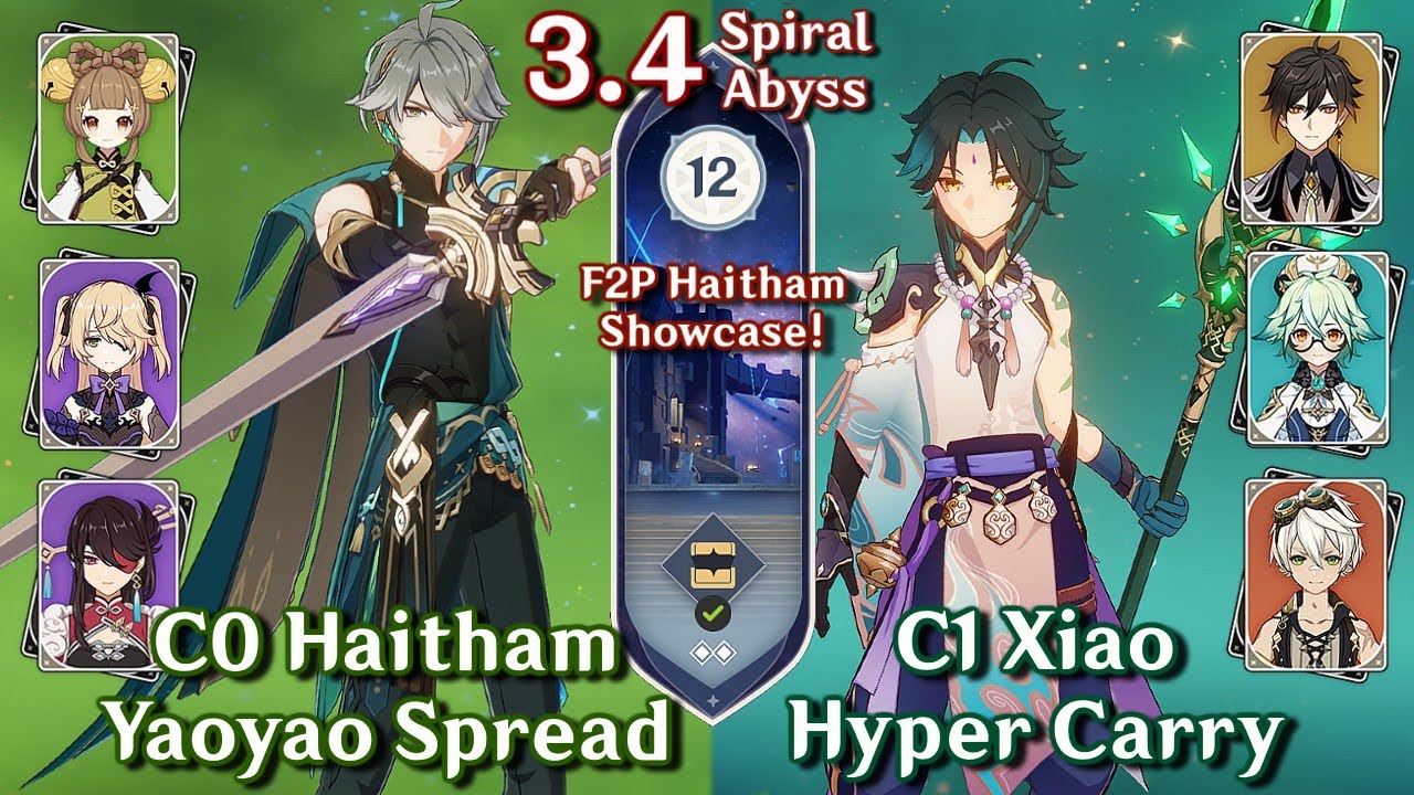 C0 Alhaitham Yaoyao F2P Spread & C1 Xiao Hyper | Spiral Abyss 3.4 ...