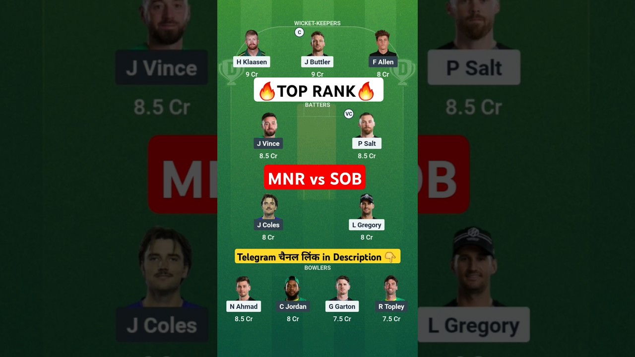 MNR vs SOB Dream11 Team Prediction Today Match | SOB vs MNR Dream11 | The Hundred League 2025