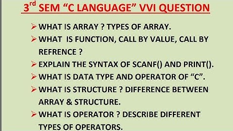 C Language 3rd Sem Cse Most Vvi Questions |C Programming 20 Vvi Questions |Computer Programming| CSE