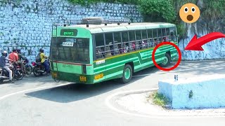 TN Govt Bus Very Struggle Of Reversed Turning On Hairpin bend at Yercaud Hills