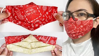 DIY 3D PLEATED Face Mask! NO FOG on Glasses REVERSE fold face mask