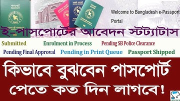 E-Passport application status meaning, ই-পাসপোর্ট অনলাইন স্ট্যাটাসের কোনটার মানে কি & কত দিন লাগবে?