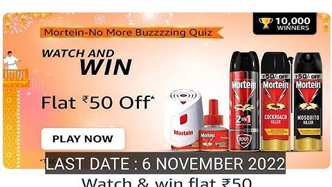 Amazon Mortein No More Buzzzzing Quiz Answers Today |22 October 2022 | Daily Quiz Time