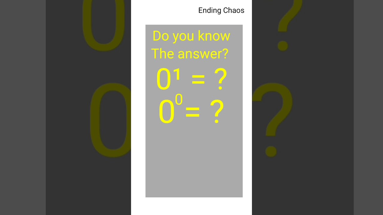 Can you solve 0¹ and 0 power 0 | #shorts #math #infinity - YouTube