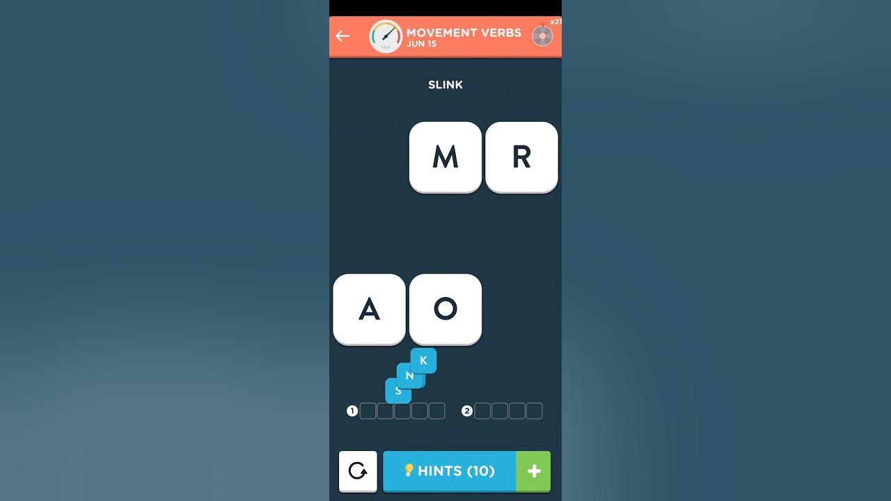 Wordbrain 2 Daily June 15 2022 Answers [MOVEMENT VERBS] Wordbrain 2