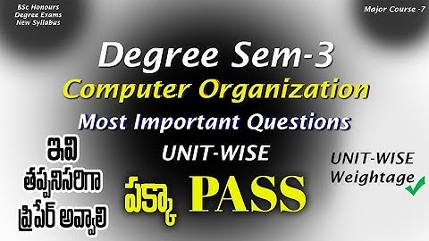 Degree Semester 3 - Computer Organization Most Important Questions UNIT-WISE Weightage Degree Exams