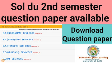 Sol du 2nd semester Download Question paper August 2021