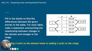 SAS 2 Unit V  Comparing Linear and Exponential Functions