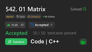 01 Matrix | Leetcode 542 | BFS - iterative method