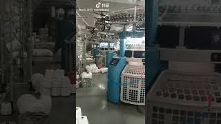 HONGJUN DJ electronic jacquard circular knitting machines running in customer knitting mills