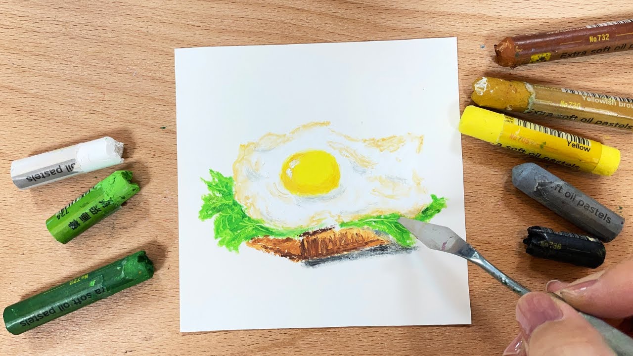Scrambled Egg Drawing Guide: Painting Realistic Texture with Soft Oil Pastels | Oil Pastels #69