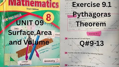 Exercise 9.1 Q 9,10,11,12,13 Maths class 8 UNIT 9 surface area|Math Class 8 Ex 9.1 Q 9,13 Pythagoras