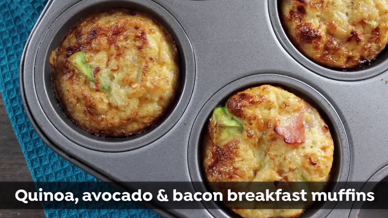 Quinoa, Avocado & Bacon Breakfast Muffins healthy food recipes