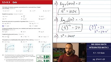 Big Ideas Math [IM3]: 5.1 - 5.3 Quiz (Review & Problem Set)