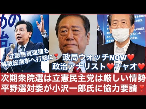 次期衆院選で立憲民主党は大変厳しい情勢に❣️平野選対委員長が小沢一郎議員に選挙協力を要請❣️どうなる野党情勢⁉️#政局ウォッチNOW❤️