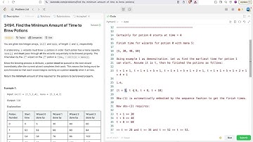 leetcode 3494  Find the Minimum Amount of Time to Brew Potions | iteration, no wait scheduling probl