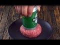 Press A Beer Can Into The Patty, And Then Comes The Finishing Touch!