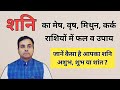 शनि किन राशियों में क्या फल देंगे ? (SATURN in Aries, Taurus, Gemini, Virgo, मेष, वृष, मिथुन, कर्क)