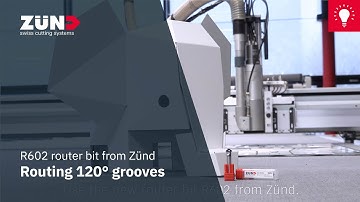 Routing 120° grooves with R602 router bit from Zünd