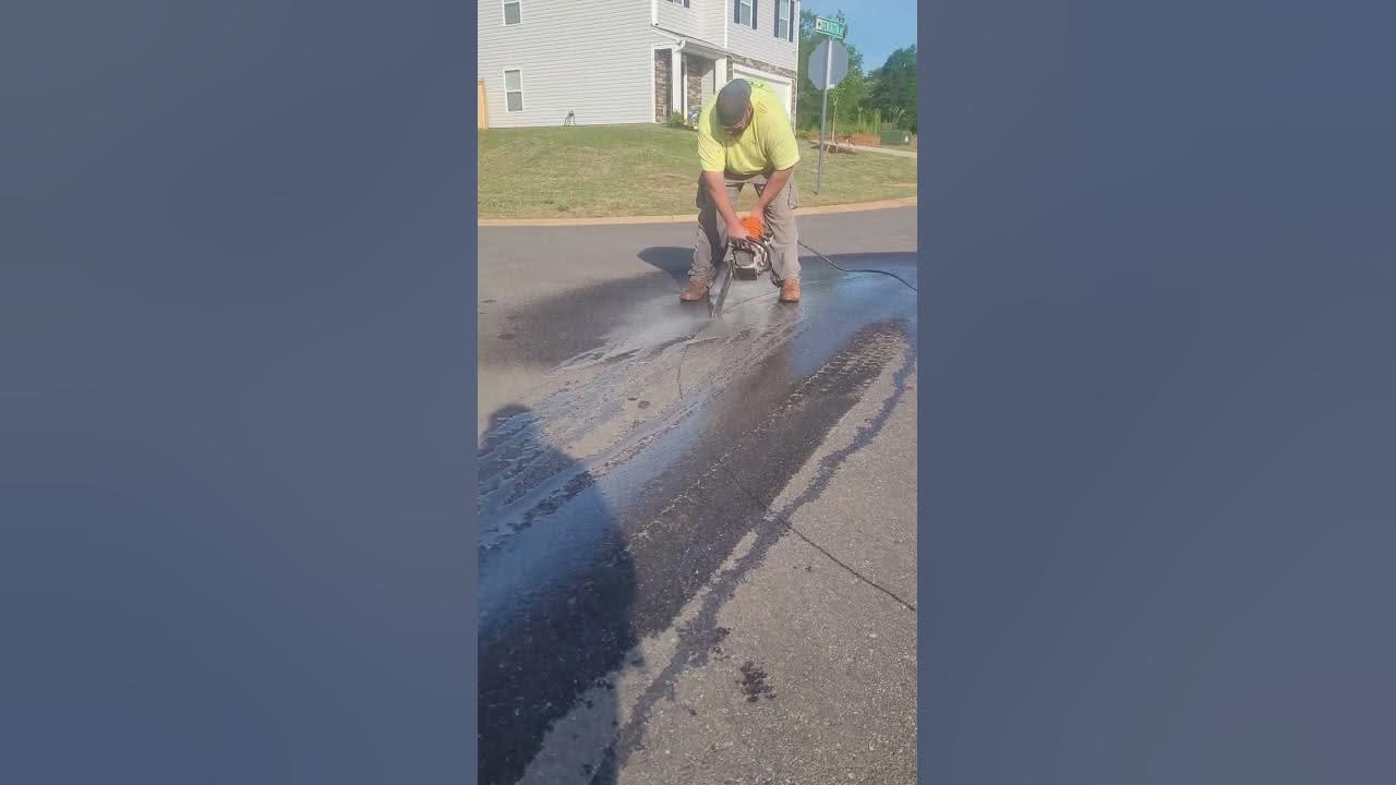 how to cut asphalt in a circle with concrete saw YouTube
