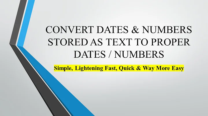 Convert Dates & Numbers (stored as Text) to Proper Dates & Numbers