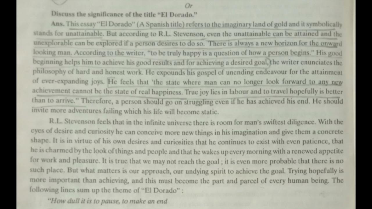 el dorado essay summary by r l stevenson