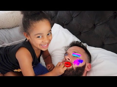 makeup-prank-on-sleeping-dad!