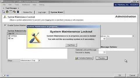 System Maintenance Lockout by Rockton Software for Microsoft Dynamics GP
