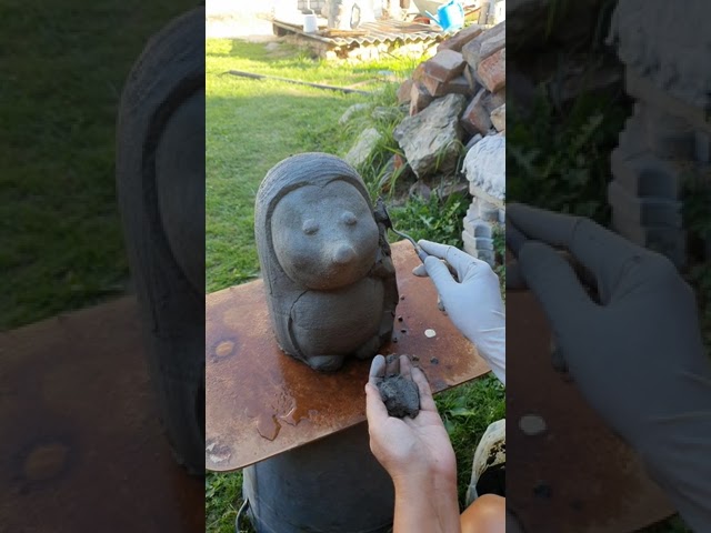 Ёжик из цемента. Поделки для сада своими руками #садовыефигуры #артбетон #изделияизцемента #просто