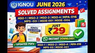 IGNOU MSO Solved Assignment June 2026 | High Quality PDF MSO1 MSO2 MSO3 MSO4 MPA16 MPA3 MSOE1 MSOE4