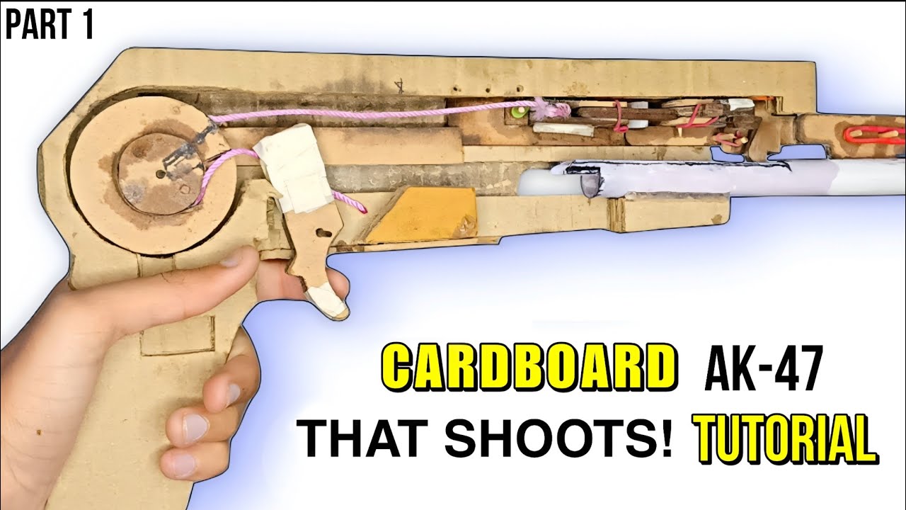 How to make Cardboard (automatic) gun THAT SHOOTS! | cardboard AK-47 ...