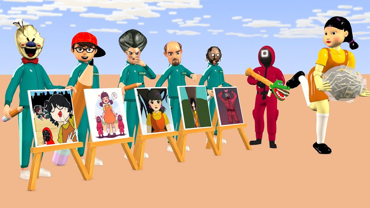 Scary Teacher 3D vs Squid Game Help Nick to Drawing Squid Game Doll Season 2 Funny 5 Times Challenge