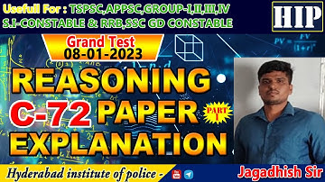 C72 SUNDAY Reasoning Paper Explanation Part-I // by Jagadhish Sir ||HIP #resoning  #jobsearch #tspsc