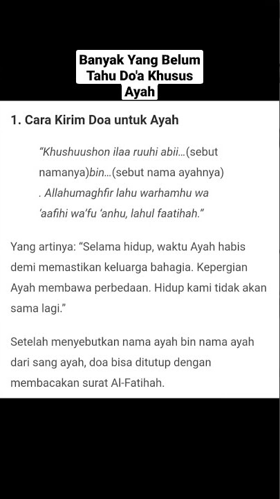 Do'a untuk ayah yang telah meninggal, semoga berkah