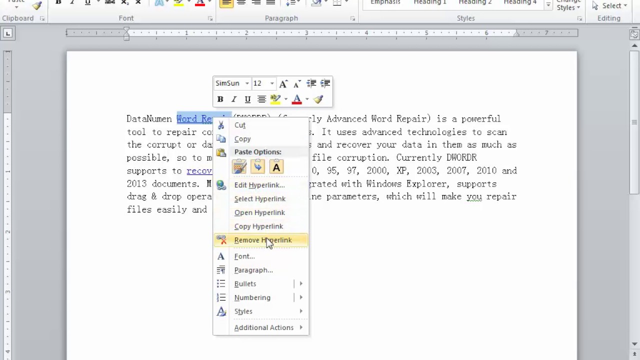 How To Remove Hyperlinks From Microsoft Word Documents