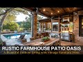 Rustic farmhouse patio oasis a beautiful outdoor living space with vintage wooden furniture vibes