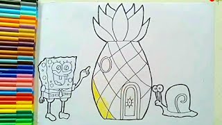 Spongebob, Rumah Nanas Dan Gary Belajar Menggambar Dan Mewarnai Spongebob