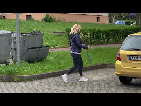 Blonde woman run over speaker