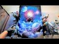 Tower in Cloudy Space - SPRAY PAINT ART by Skech