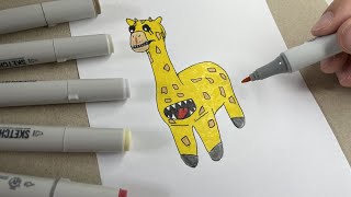 Coloring Yellow Mars, Banban, Giraffe Melman, Jumbo Josh