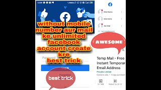 Without mobile number or mail ke unlimited facebook account create trick