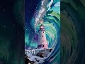 Swirling Aurora, Shattering Waves Form Polar Oil Scenery