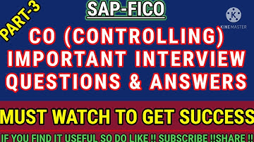 INTERVIEW QUESTION ANSWER OF CONTROLLING|SAP-FICO INTERVIEW QUESTION ANSWER|SAP-CO INTERVIEW Q/A|SAP
