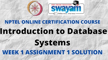 Introduction to Database Systems | NPTEL | Week 1 Assignment 1 Solution | Jan 2022