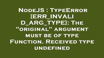 NodeJS : TypeError [ERR_INVALID_ARG_TYPE]: The "original" argument must be of type Function. Receive