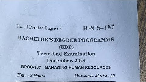 BPCS-187: Managing Human RESOURCES|BDP|IGNOU|TEE DEC-2024| PREVIOUS YEAR QUESTION PAPER|