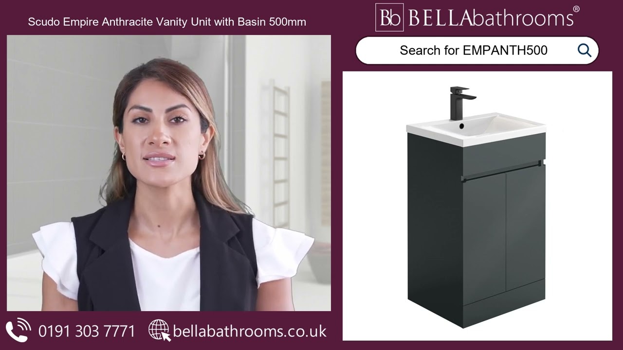 Scudo Empire Anthracite Vanity Unit with Basin 500mm - Available at Bella Bathrooms
