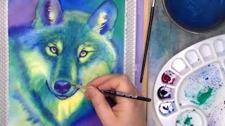 Paint a Wolf with Watercolor - Colorful Animal Painting Tutorial
