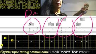 "Sealed With A Kiss" 3 Fingers Solo Fingerstyle Chord Melody Guitar Lesson screenshot 4